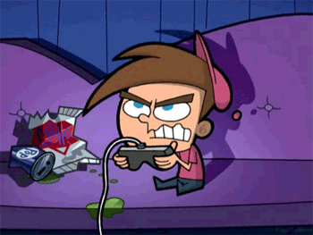 Cartoon image of a kid playing video games.